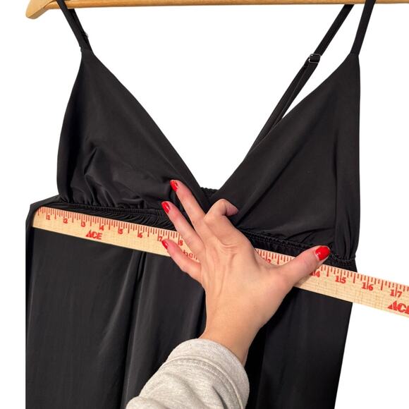 Sezane Vintage S Stretchy Black Slip Disco Dress 70s Minimalist Glam Whimsy Goth - Picture 9 of 11